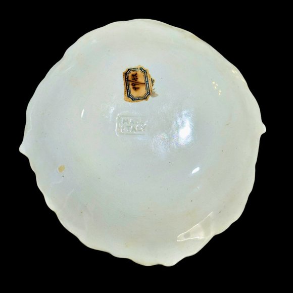 Vintage Cabbage Lettuce Leaf Ceramic Salad Plate Made in Italy White Green Gold - Picture 5 of 8